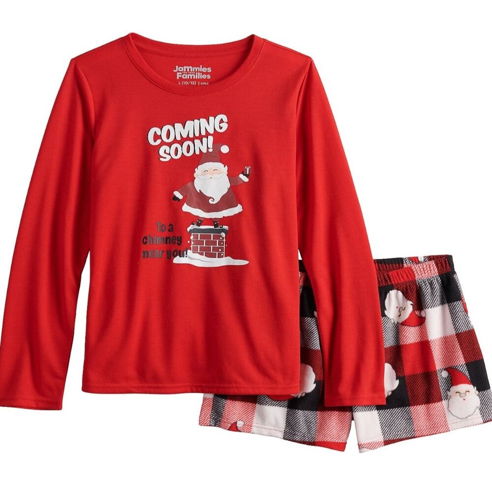 Jammies For Your Families Santa Coming Soon Pajama Set Girls Size 6X NWT